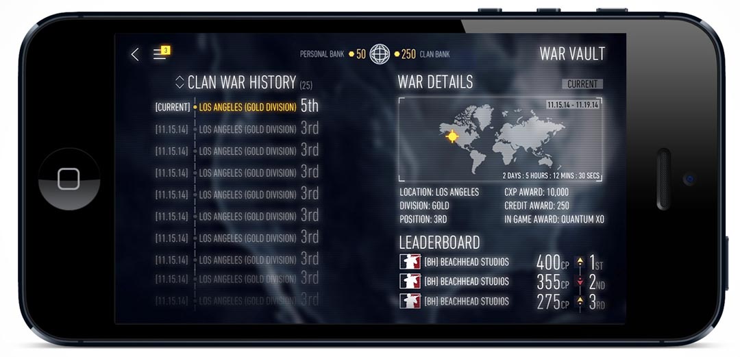 Cod_slim mobile UI example call of duty clan wars