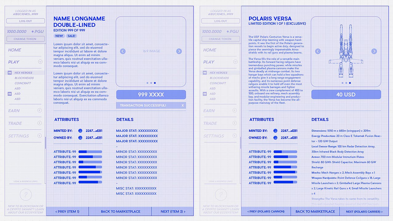 How do you make a videogame UI UX wireframe Infinite Fleet Blockchain wireframe example