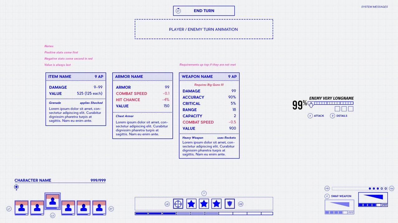 How to make a UI UX video game wireframe HUD example