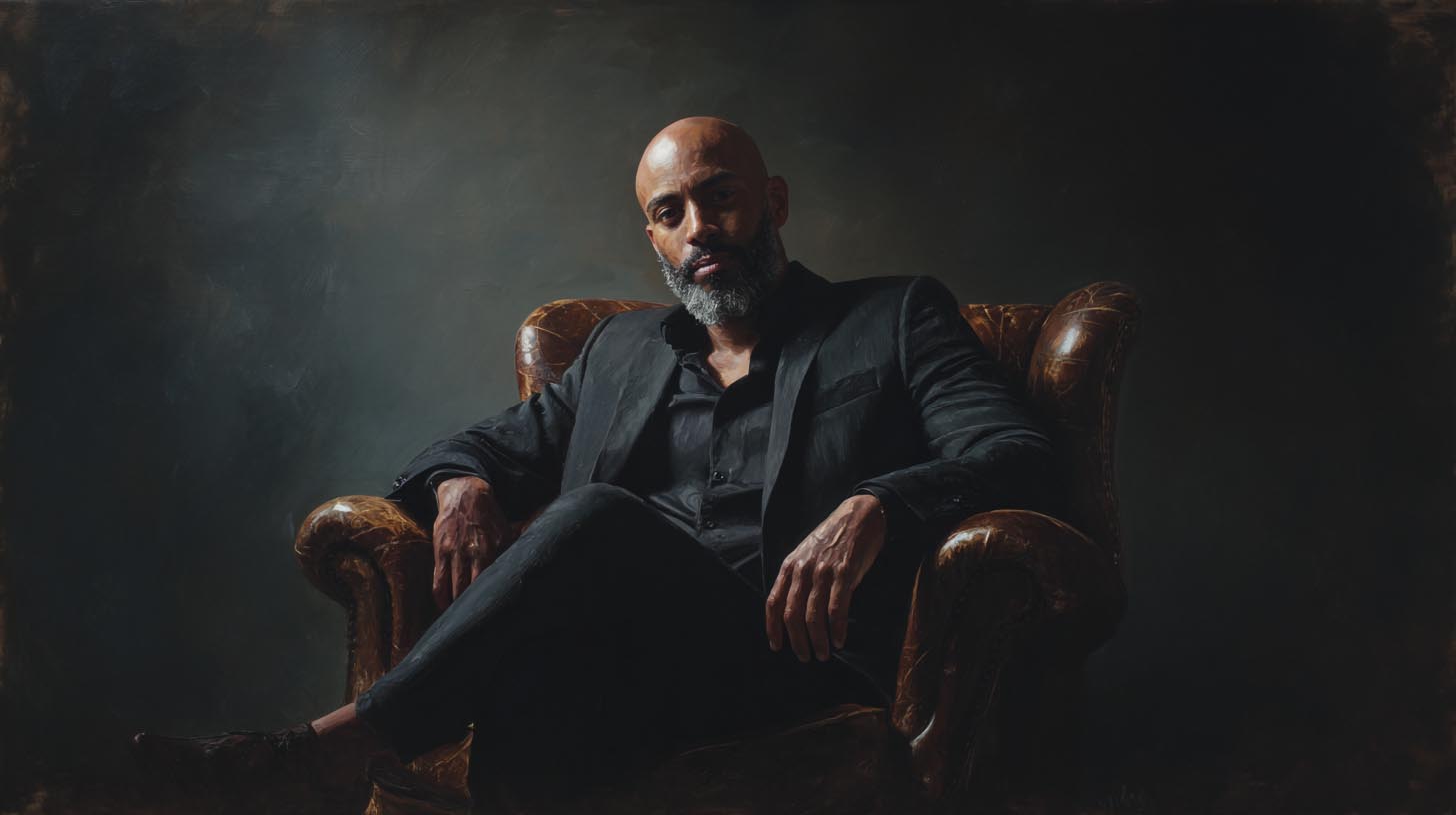 Mentor_MidJ_StockArt_2025_0002s_0005_Layer 6 John Burnett's Midjourney Masterclass Ai Art Mentorship Black Man Corporate CEO